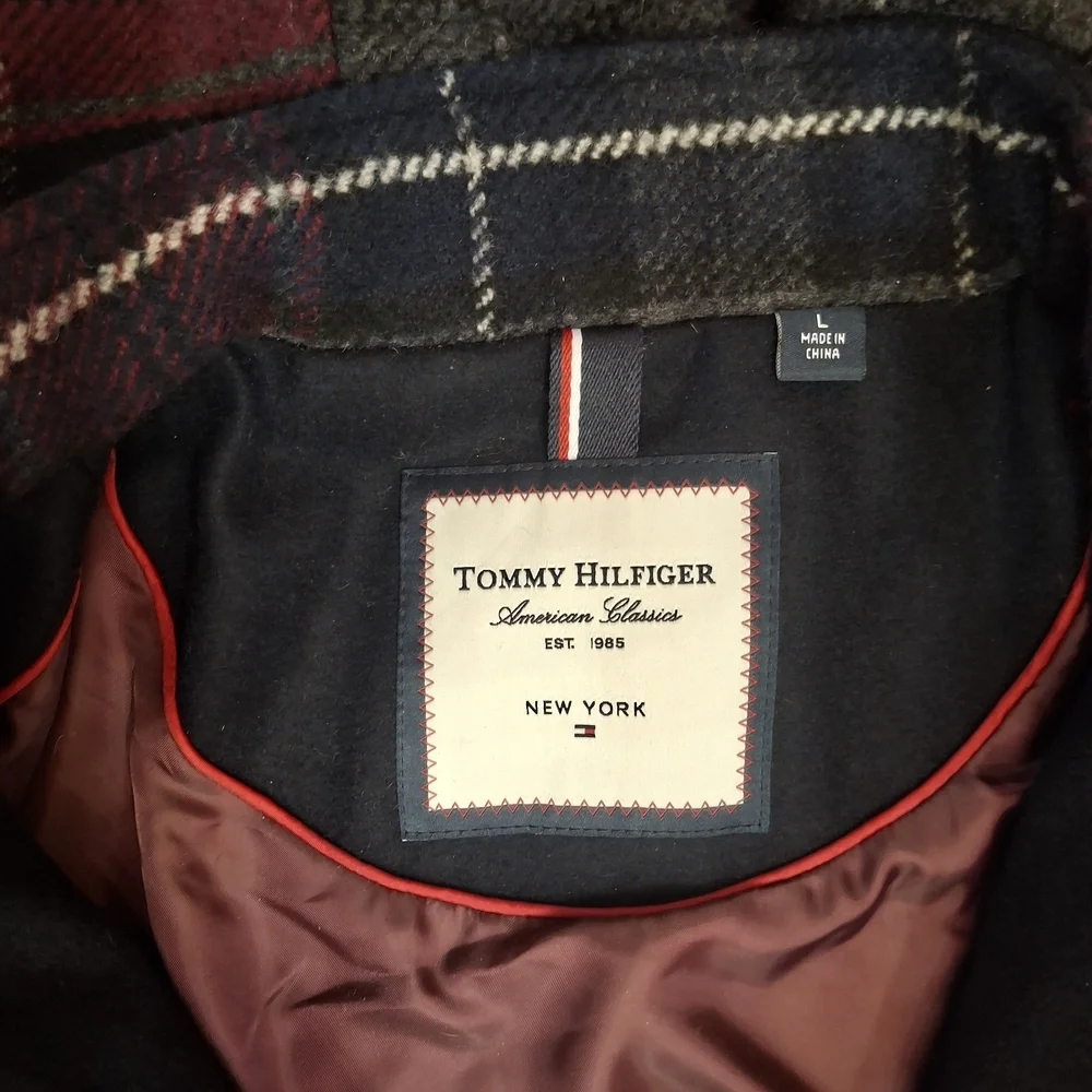 Tommy Hilfiger Stadium Coat - Full Zip Detachable Hoodie - Wool - Women Size L
